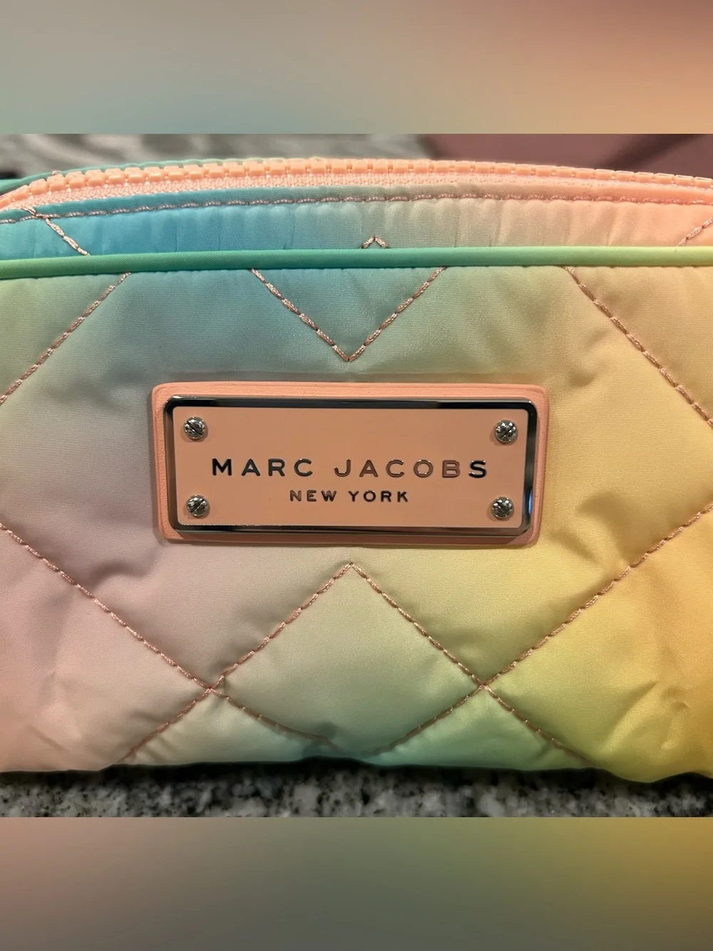 NWT Marc Jacob's Rainbow Colored Quilted Cosmetic Makeup Bag